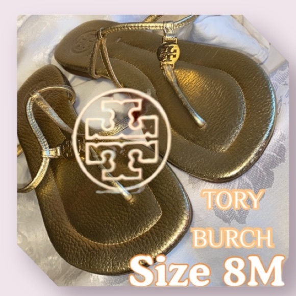 Tory Burch Shoes - ✨Tory Burch   Leather Gold  Metallic Thong Sandal Size 8 M